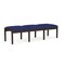 Lesro Lenox Wood 3 Seat Bench Wood Frame, Mocha, OH Cobalt Upholstery LW3001 - alternate 2
